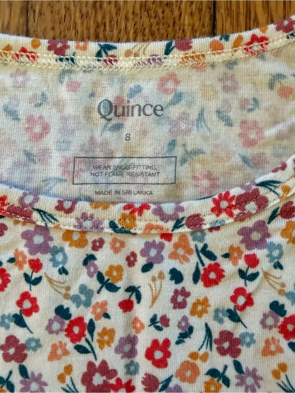 Quince Girls Bamboo Long Sleeve and Pant Pajama Set Size 8 “Ditsy Floral”